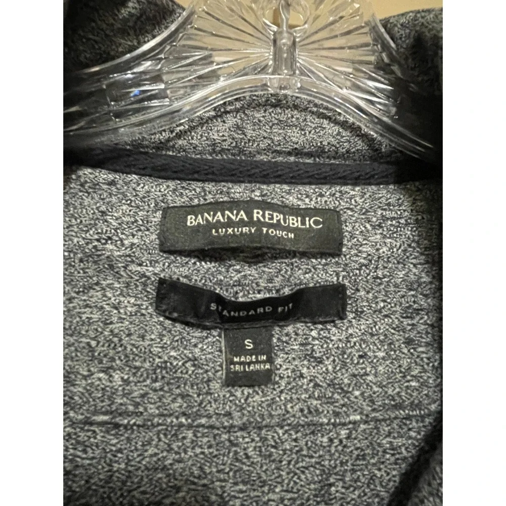 Banana Republic Luxury Touch Mens Small Grey Quarter Zip Cotton Pullover Sweater